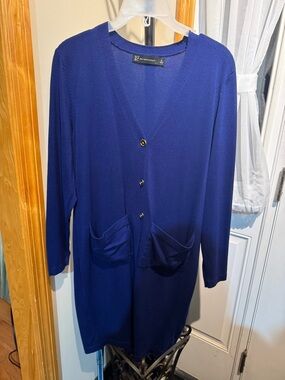 New York & Company Royal Blue Long Knit Cardigan